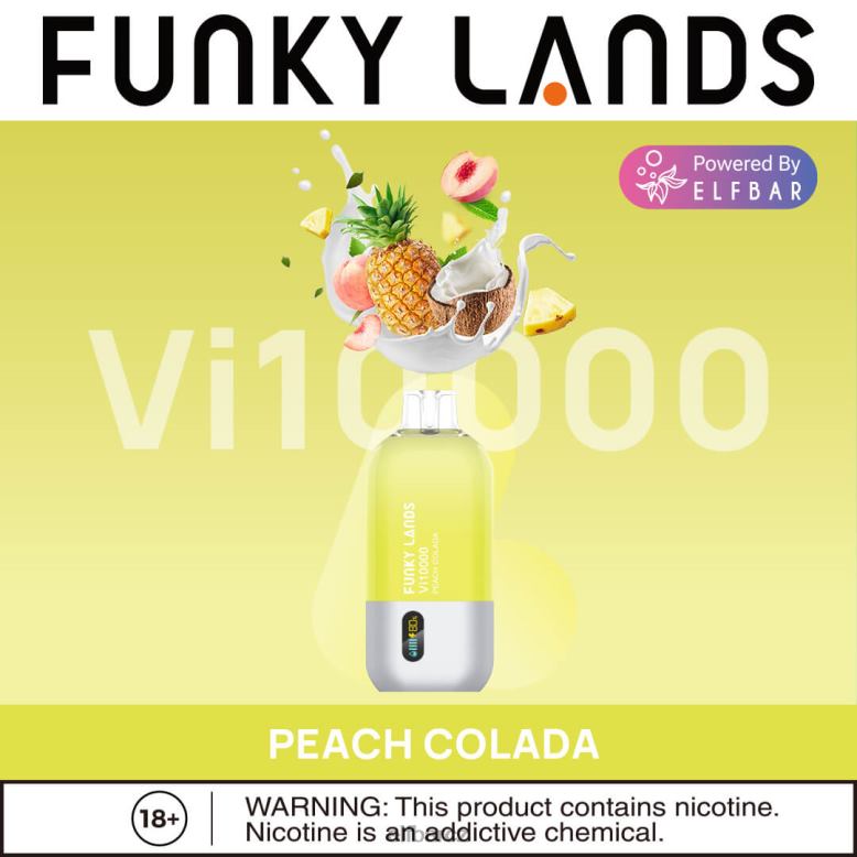 ELFBAR funky lands jednorázové vape vi10000 potáhnutí broskvová colada 60FDZ162