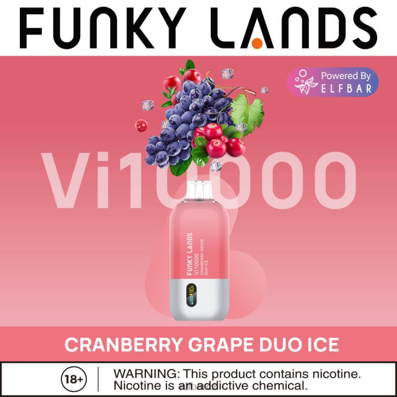 ELFBAR funky lands jednorázové vape vi10000 potáhnutí brusinkový hroznový duo led 60FDZ165