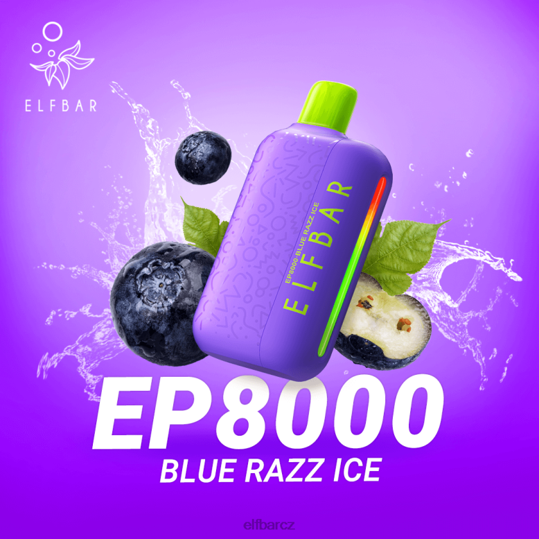 ELFBAR jednorázové vapky nové ep8000 potahy modrý razz led 60FDZ65